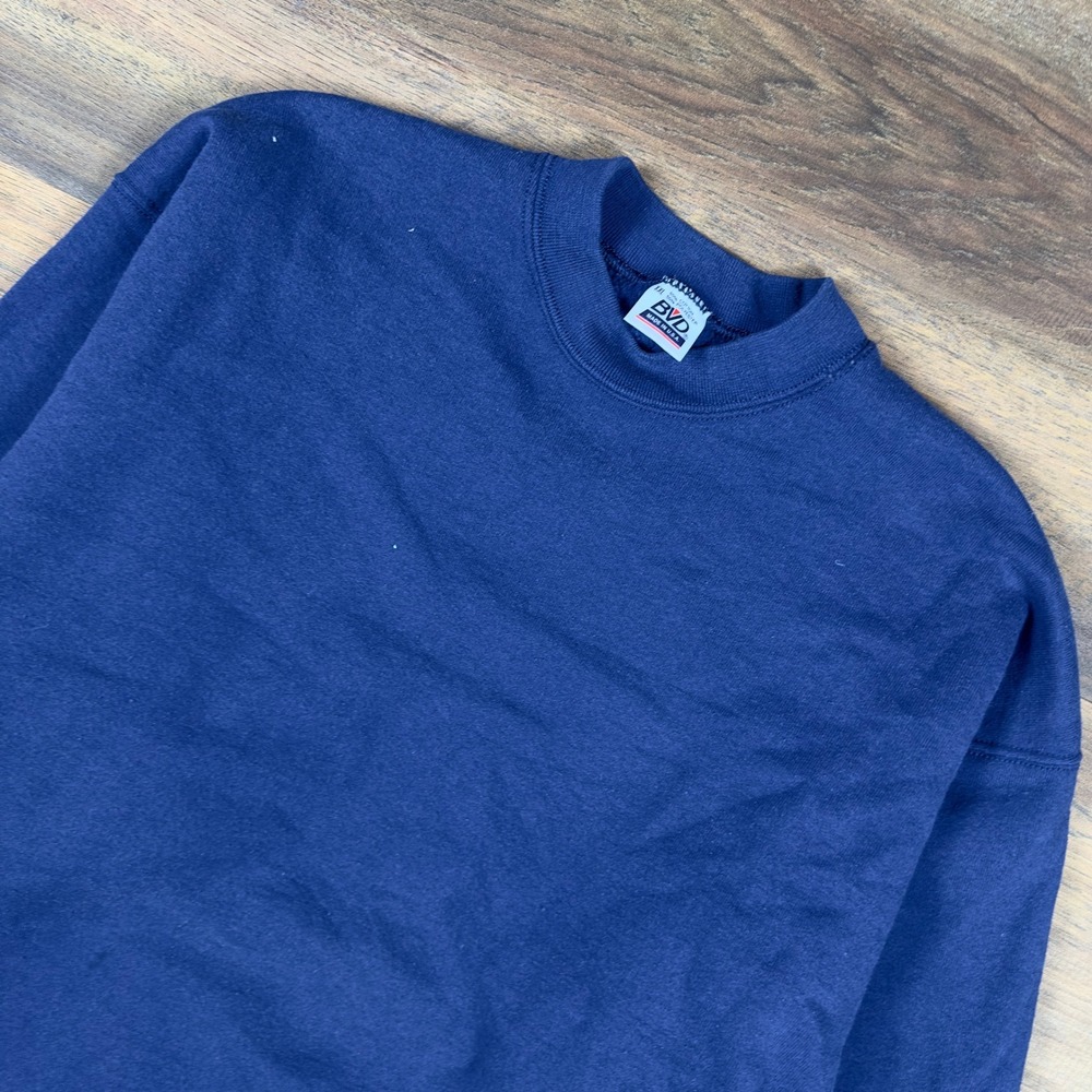 Vintage BVD Navy Blue Crewneck Sweatshirt XXL Made in USA 90s Blank Fleece